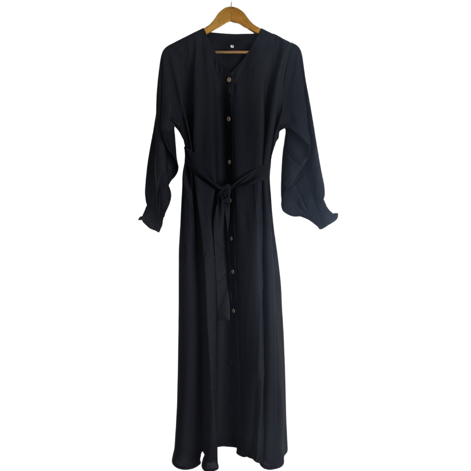 Plain Black Abaya Band Bazoo for girls